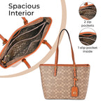 GUANCHI Tote Bag with Pouch & Handle Drop - Brown