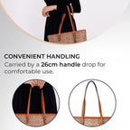 GUANCHI Tote Bag with Pouch & Handle Drop - Brown