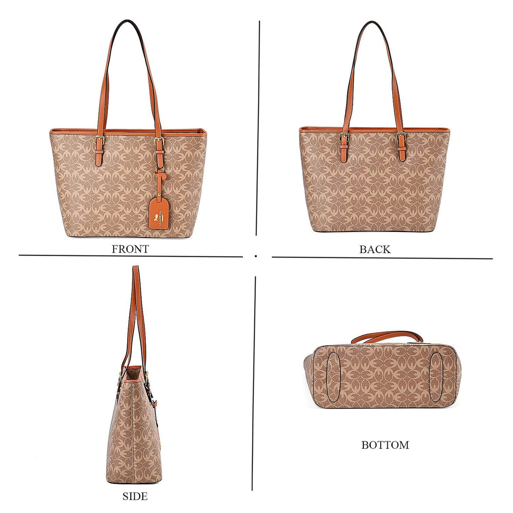 GUANCHI Tote Bag with Pouch & Handle Drop - Brown