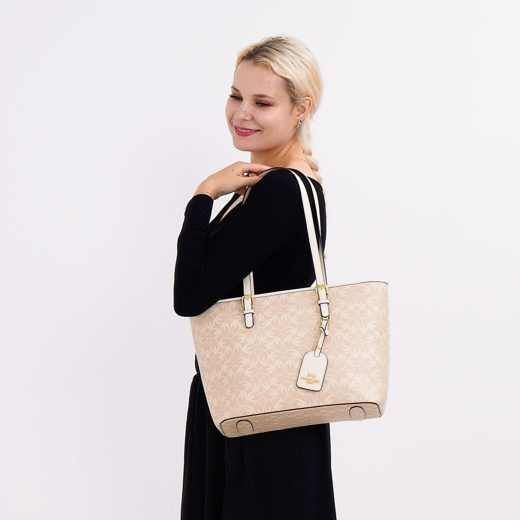 GUANCHI Tote Bag with Pouch & Handle Drop - Off White
