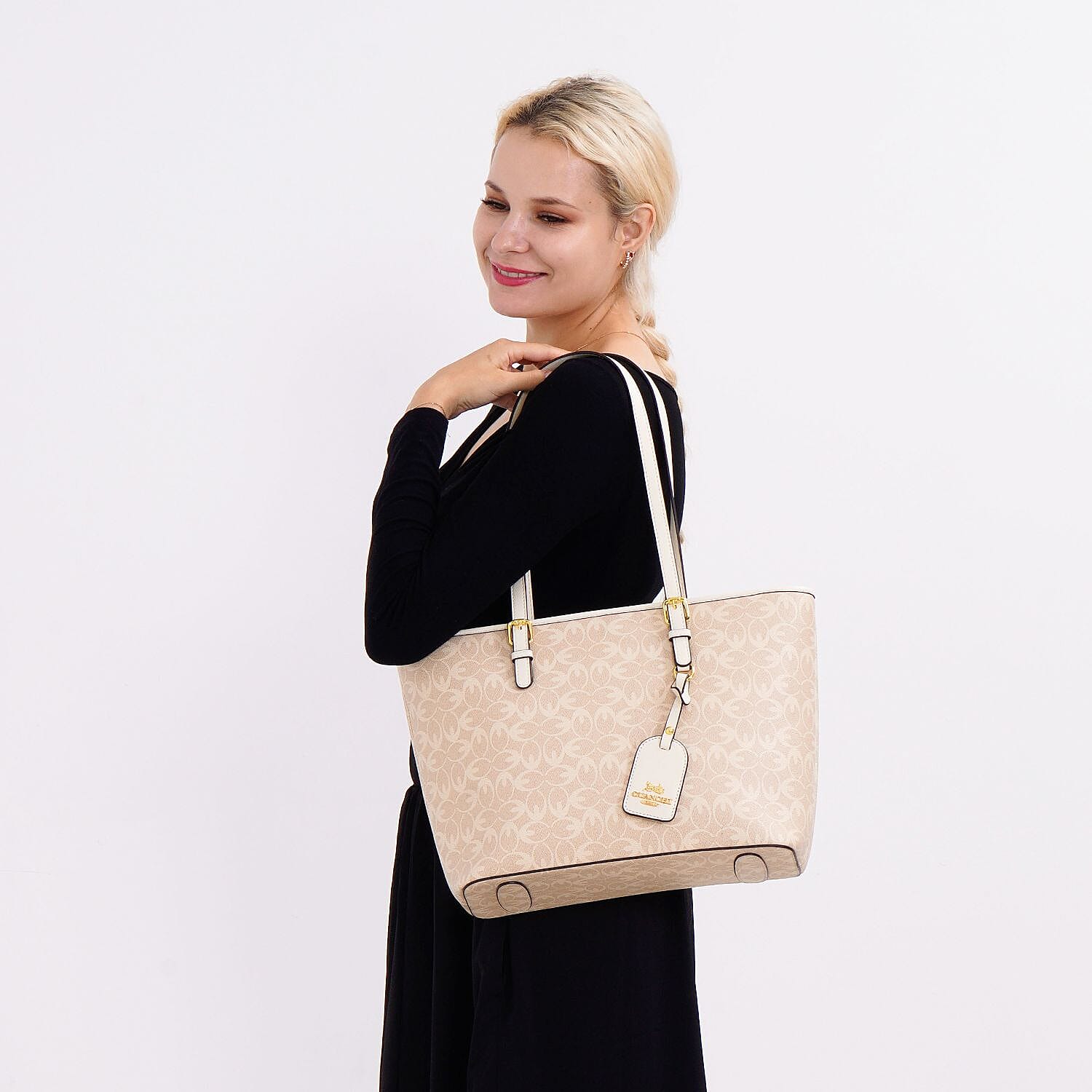 GUANCHI Tote Bag with Pouch & Handle Drop - Off White