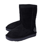 GURU Womens Winter Faux Suede Fluffy Boots (Size 3) - Black
