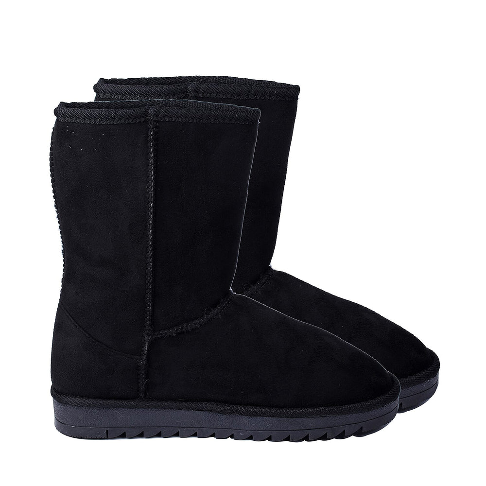 GURU Womens Winter Faux Suede Fluffy Boots (Size 3) - Black