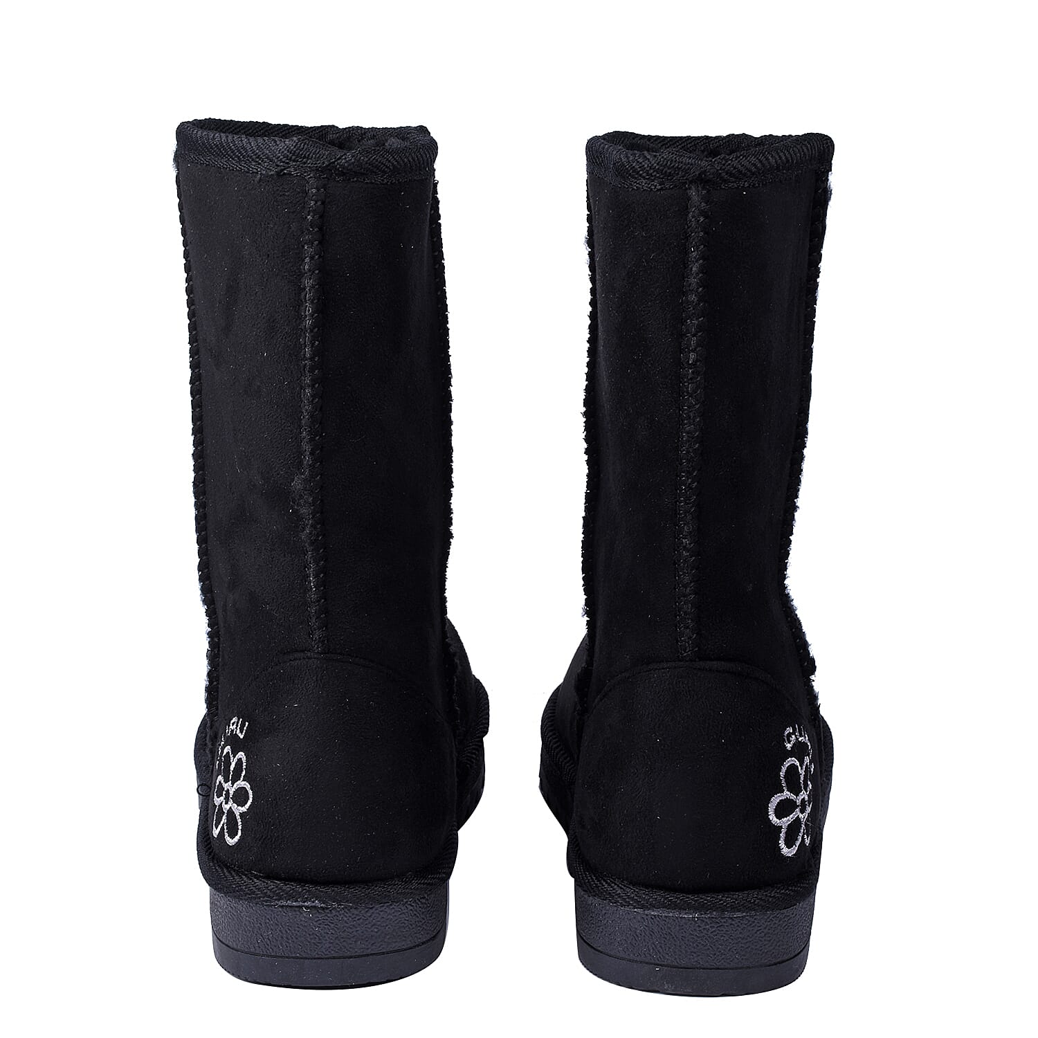 GURU Womens Winter Faux Suede Fluffy Boots (Size 3) - Black