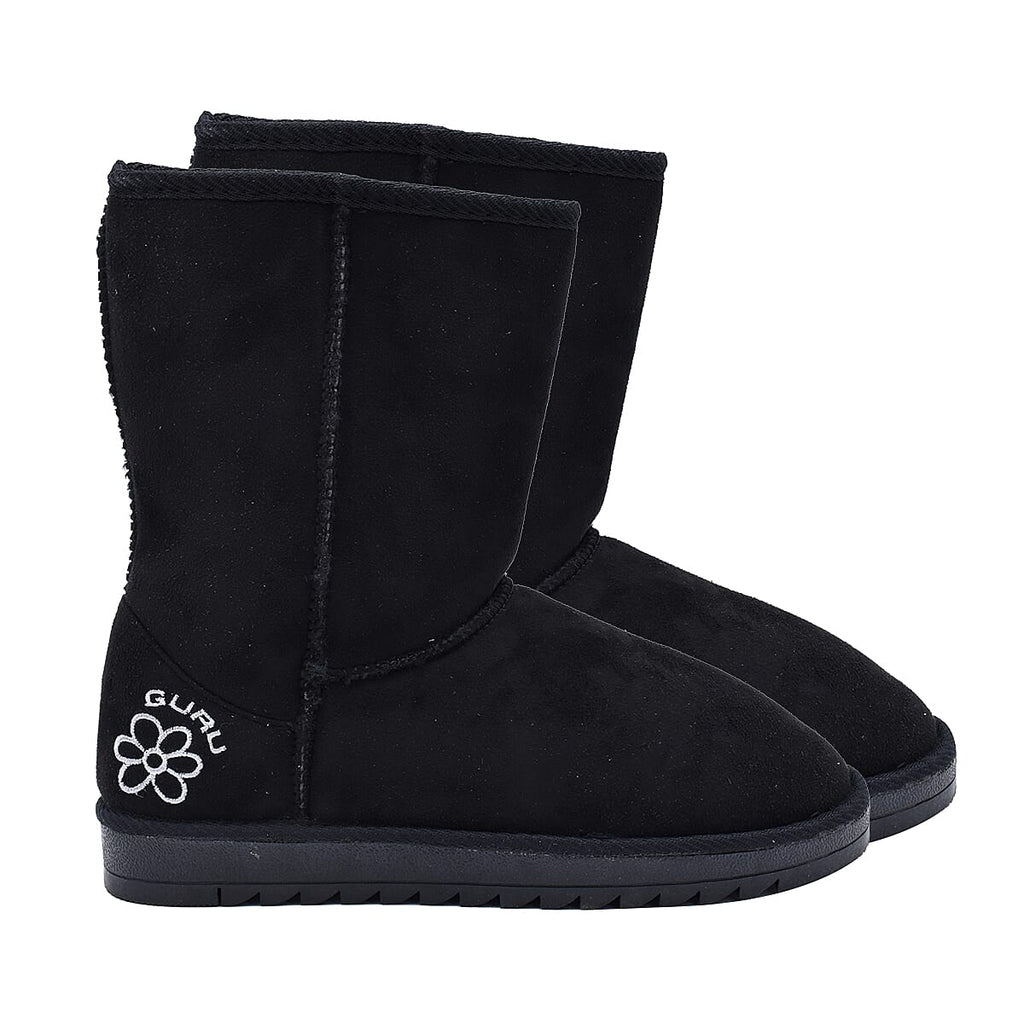 GURU Womens Winter Faux Suede Fluffy Boots (Size 4) - Black