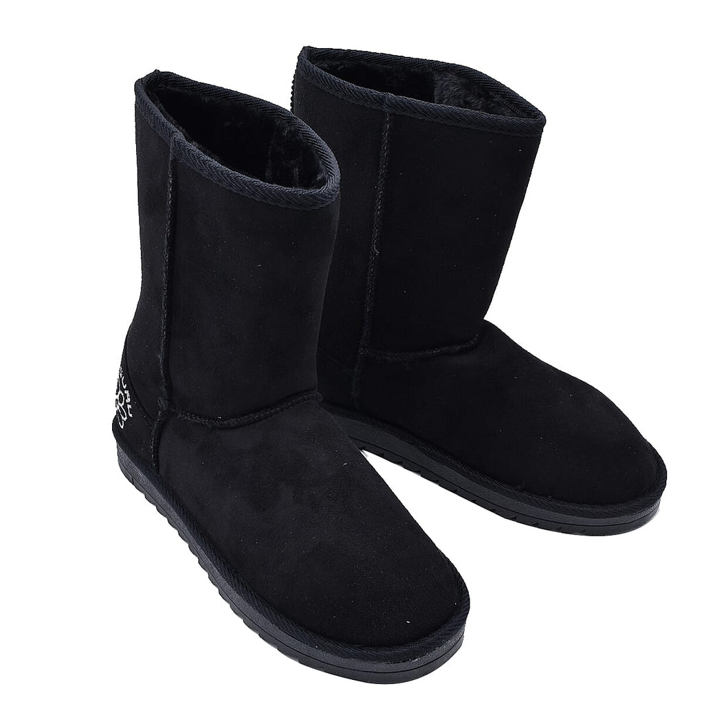 GURU Womens Winter Faux Suede Fluffy Boots (Size 4) - Black
