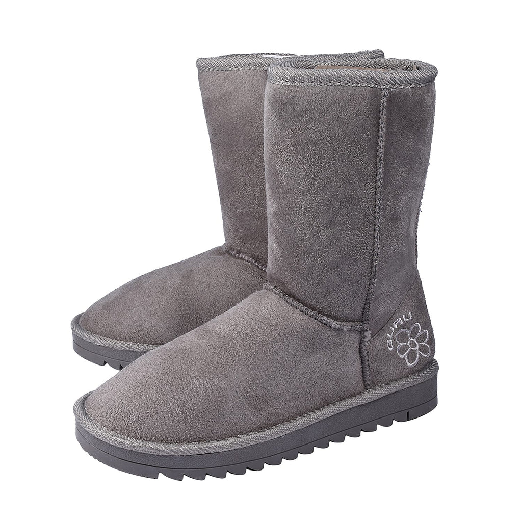 GURU Womens Winter Faux Suede Fluffy Boots (Size 7) - Grey