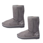 GURU Womens Winter Faux Suede Fluffy Boots (Size 7) - Grey