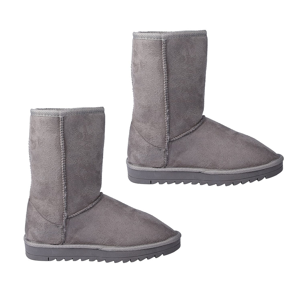 GURU Womens Winter Faux Suede Fluffy Boots (Size 7) - Grey