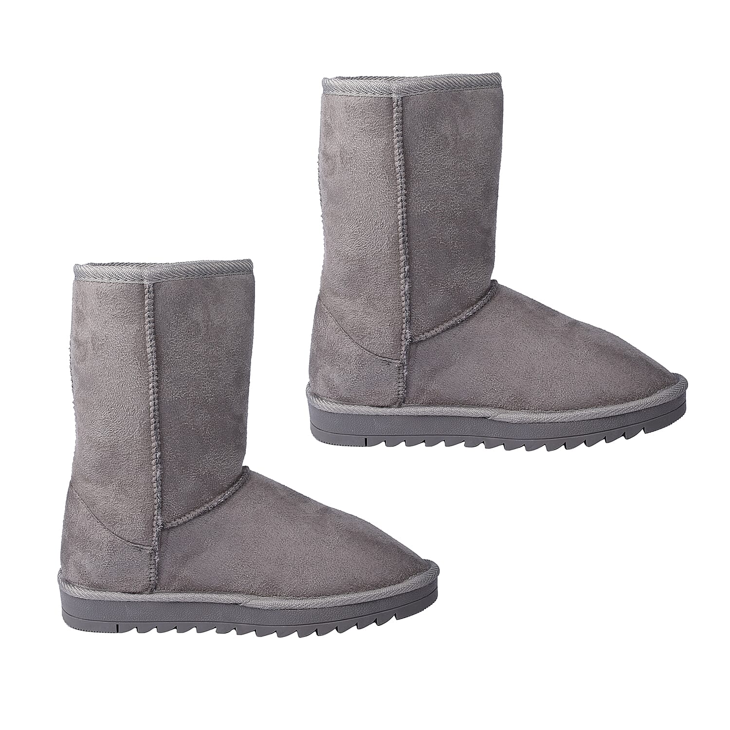 GURU Womens Winter Faux Suede Fluffy Boots (Size 7) - Grey