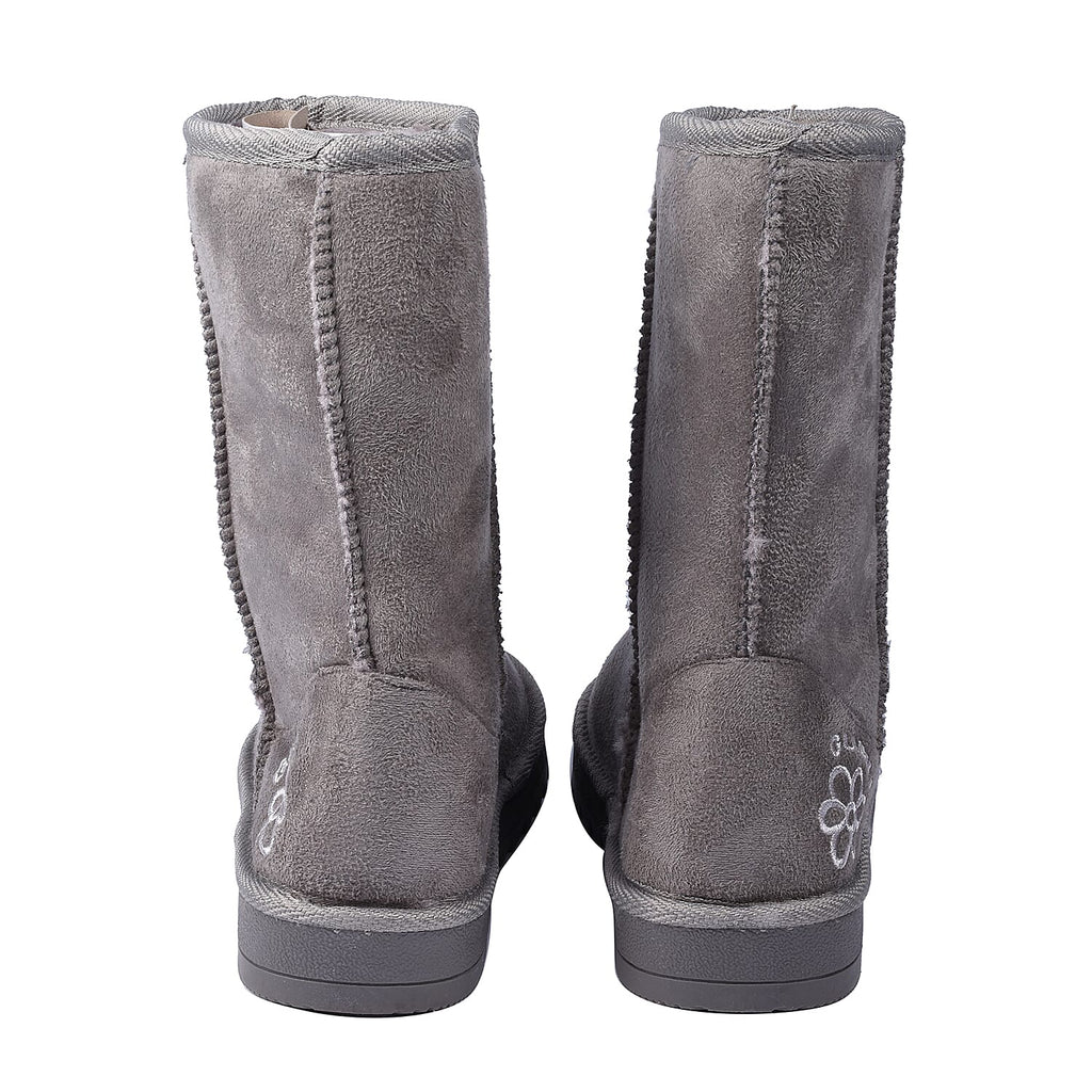 GURU Womens Winter Faux Suede Fluffy Boots (Size 7) - Grey
