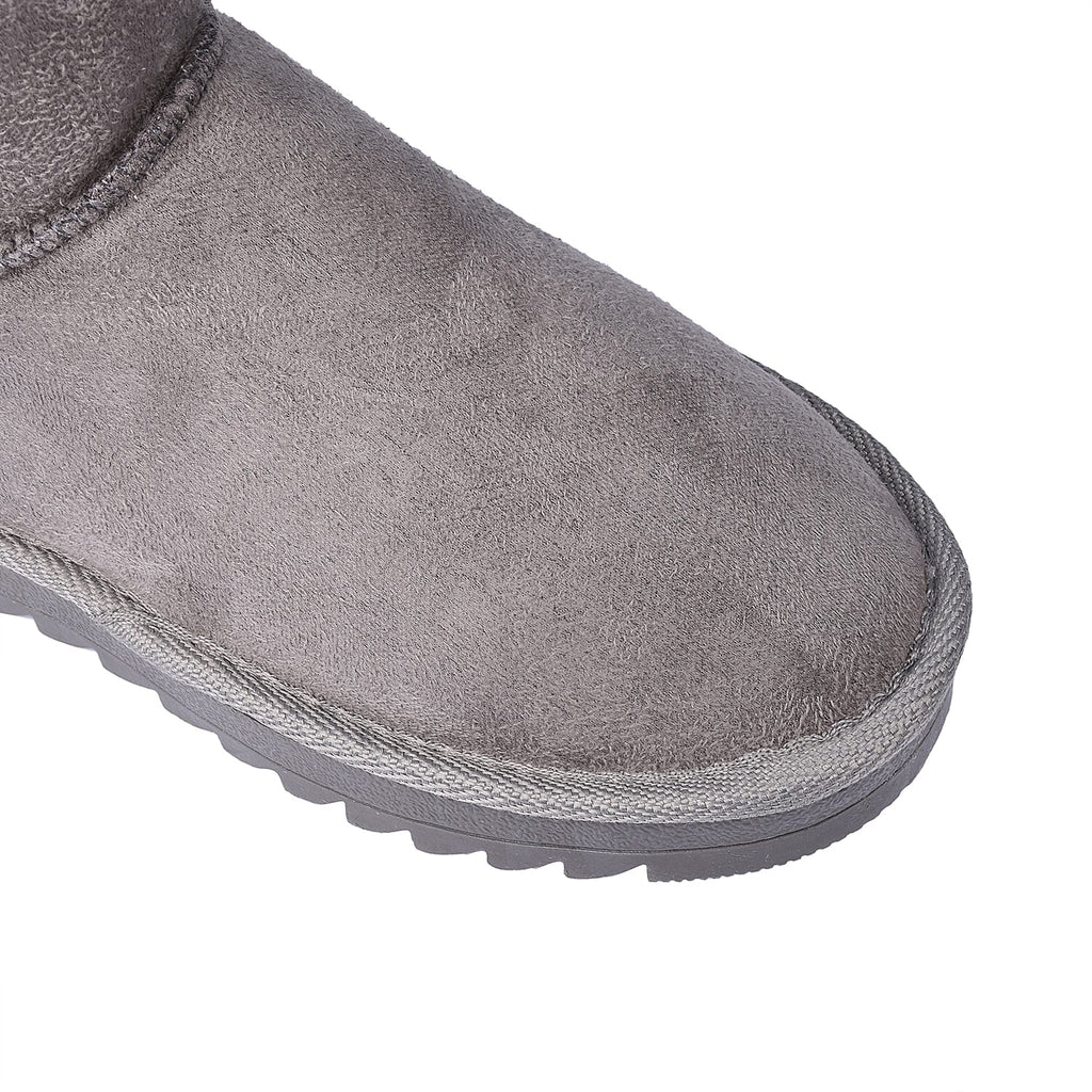 GURU Womens Winter Faux Suede Fluffy Boots (Size 7) - Grey