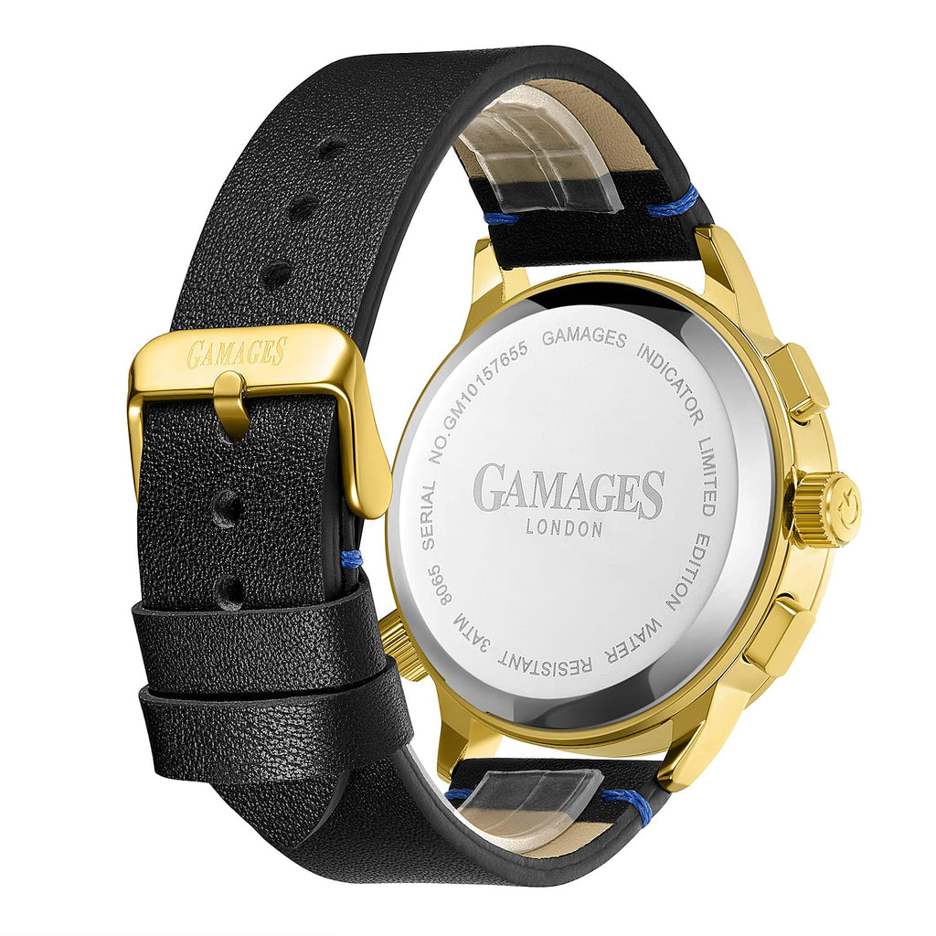 Gamages Of London Hand Assembled Indicator Mecha Quartz  Watch With Leather Strap - Blue