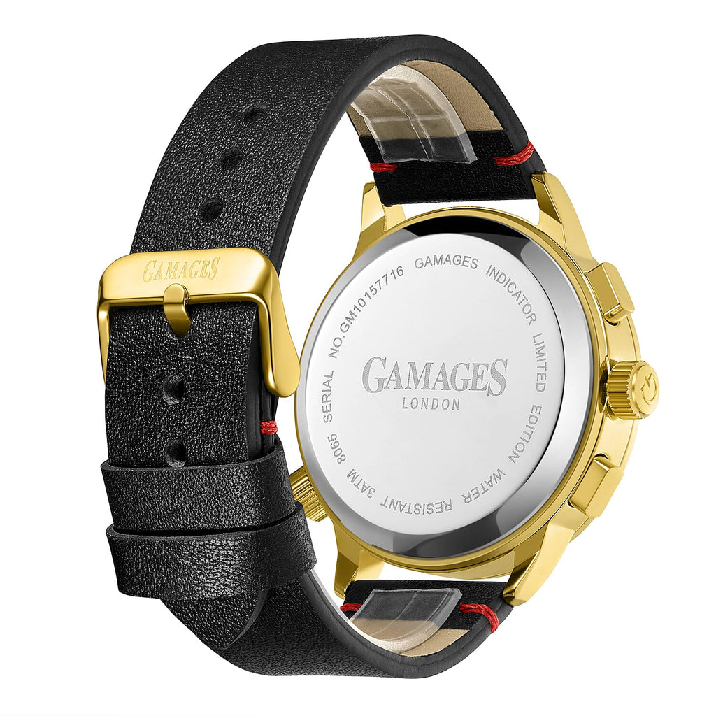 Gamages Of London Hand Assembled Indicator Mecha Quartz  Watch With Leather Strap - Black