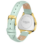 Gamages Of London Endearing Diamond Swiss Quartz Movement 3ATM Water Resistant Gold & Teal Heart Dial Womens Watch with Teal Leather Strap