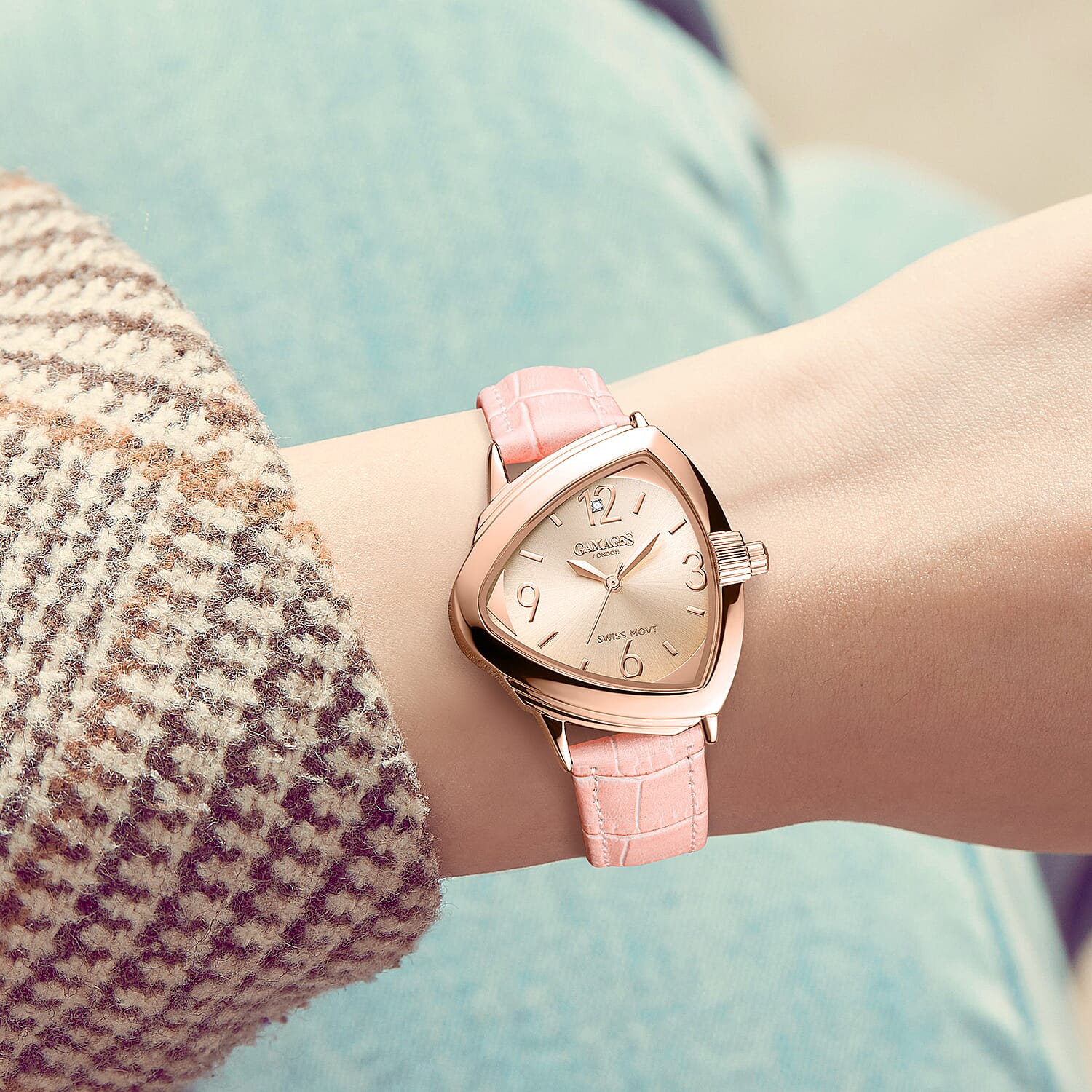 Gamages Of London Hand Assembled Quirky Swiss Quartz Diamond Watch - Rose