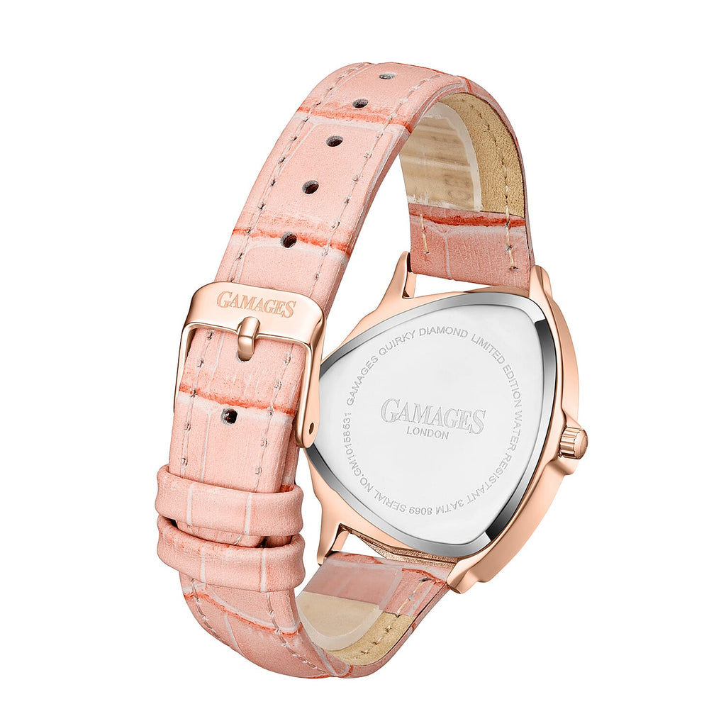 Gamages Of London Hand Assembled Quirky Swiss Quartz Diamond Watch - Rose