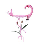 Garden Theme Flamingo Shaped Birdbath with Solar Light - Pink