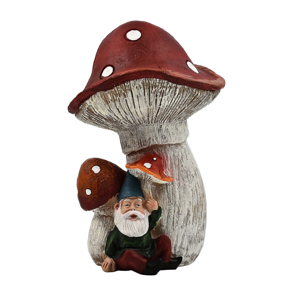 Gnome Under Mythical Toadstool Decoration - Red