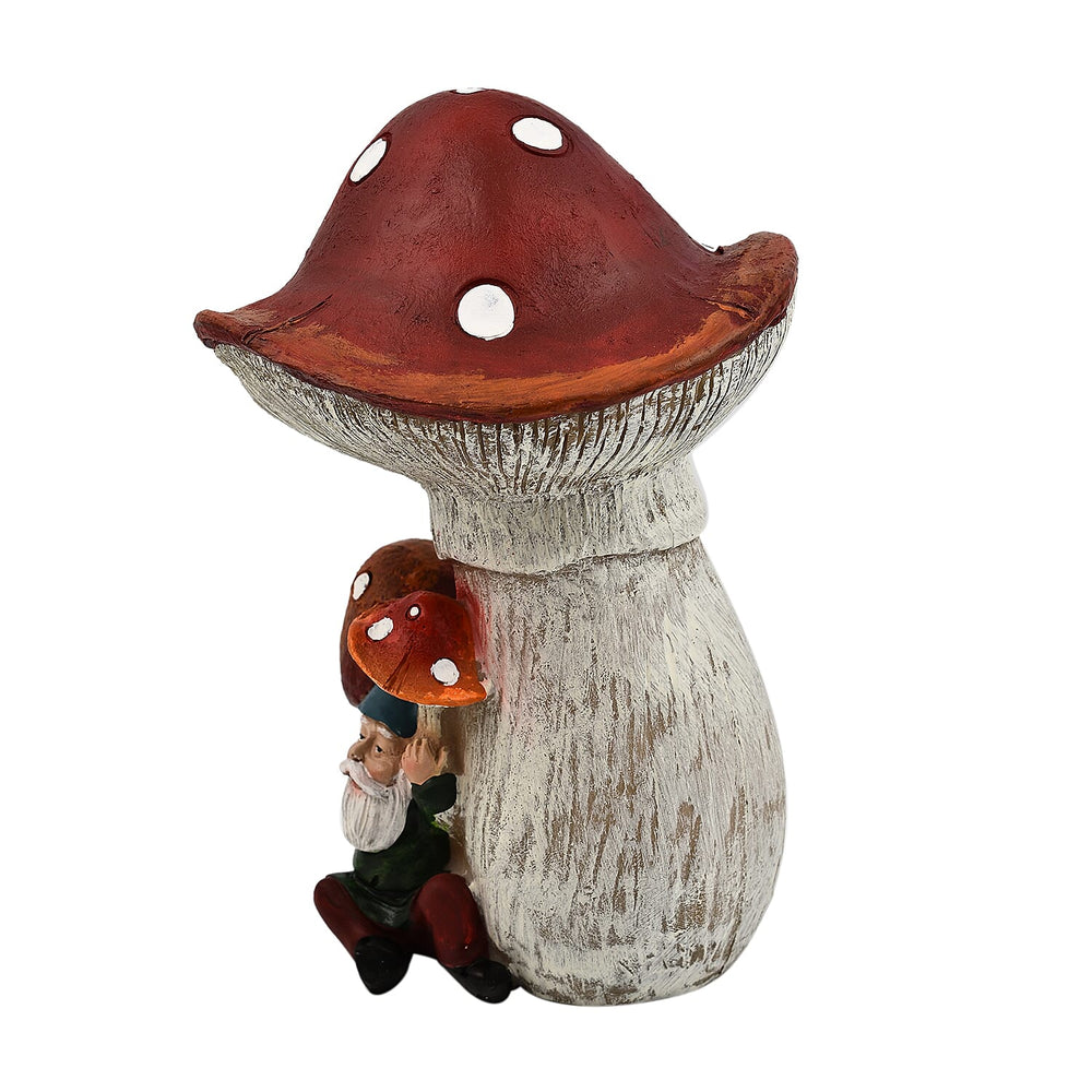 Gnome Under Mythical Toadstool Decoration - Red