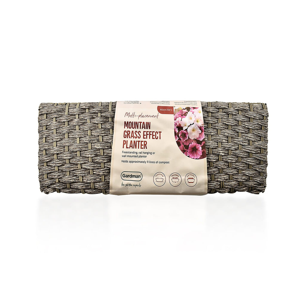 Gardman Mountain Grass Effect Planter (Size 60x19x18 cm) - Grey