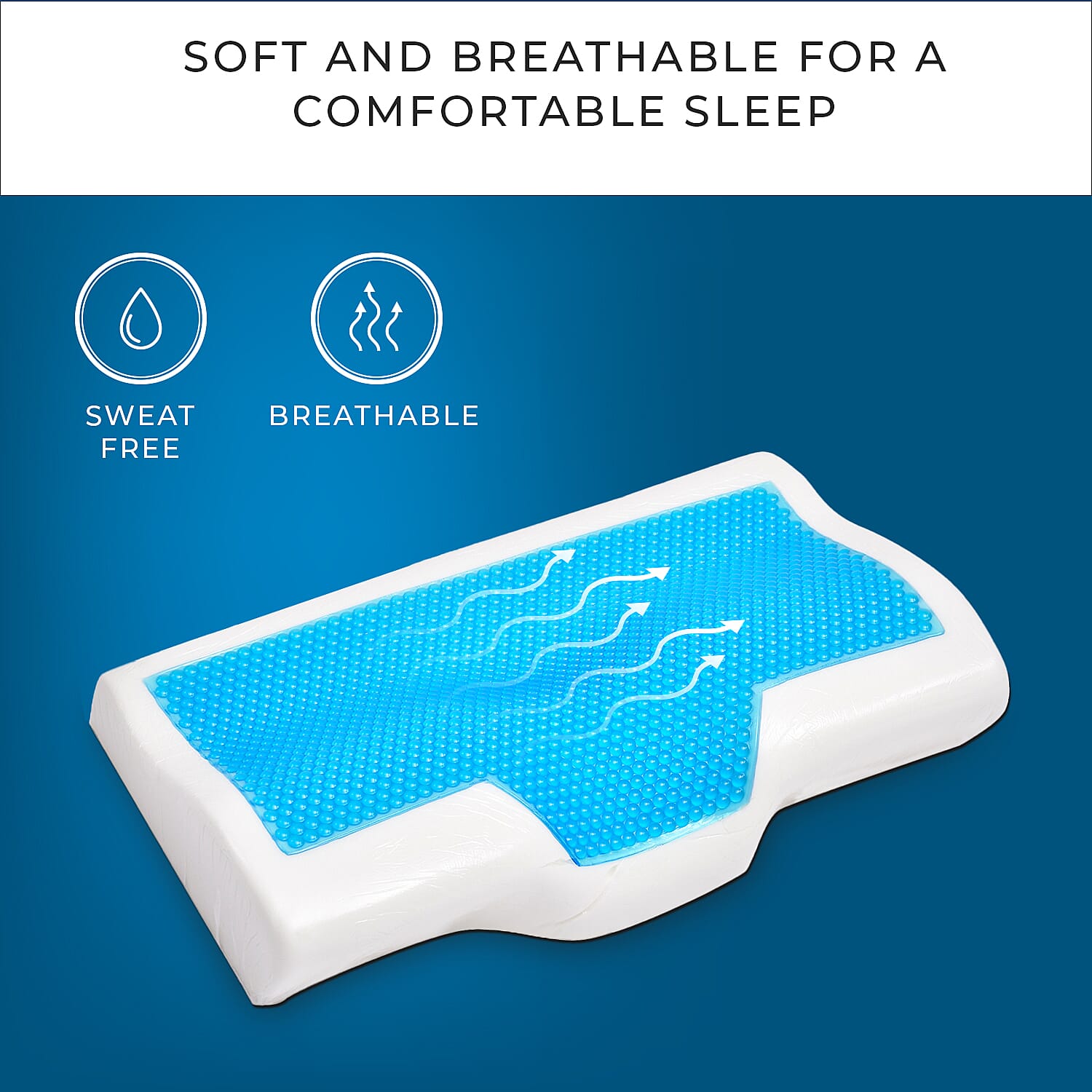 Cooling Gel Memory Foam Pillow with Bamboo Cover (Size 50x30x10 cm) - White