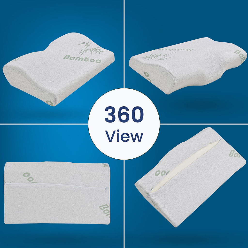 Cooling Gel Memory Foam Pillow with Bamboo Cover (Size 50x30x10 cm) - White