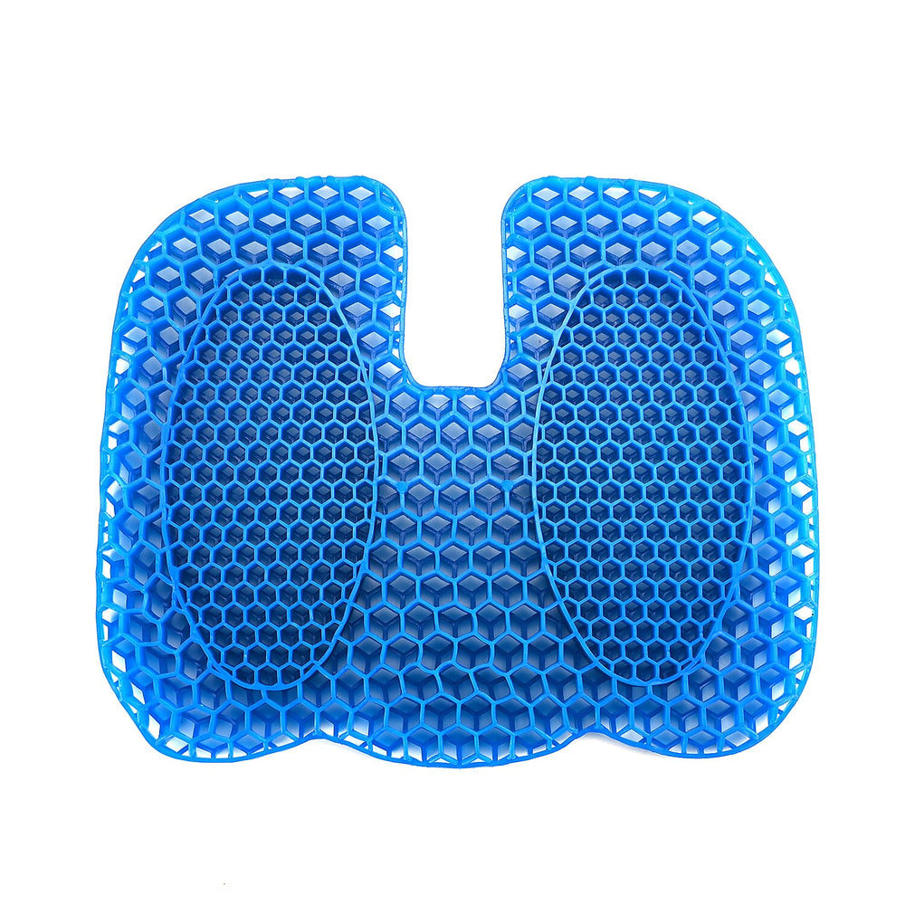 Gel Seat Cushion with Unique Honeycomb Gel Cooling Structure(Size 45x35 cm) - Black - Blue