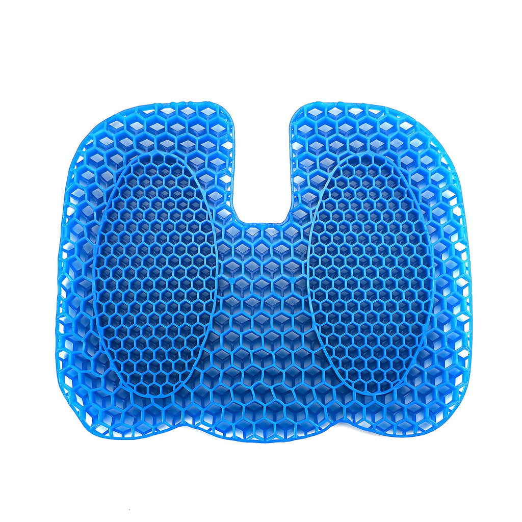 Gel Seat Cushion with Unique Honeycomb Gel Cooling Structure(Size 45x35 cm) - Black - Blue