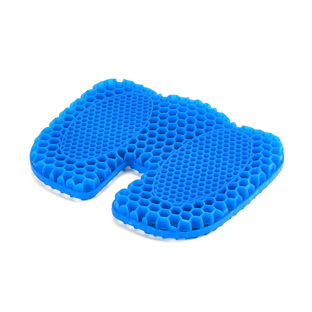 Gel Seat Cushion with Unique Honeycomb Gel Cooling Structure(Size 45x35 cm) - Black - Blue