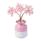 Close Out Deal - Gemstone Tree in Porcelain Vase with 10ml Essential Oil and Artificial Bouquet in Gift Box - Rose Quartz
