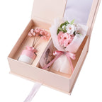 Close Out Deal - Gemstone Tree in Porcelain Vase with 10ml Essential Oil and Artificial Bouquet in Gift Box - Rose Quartz