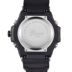 GENOA TIME V2 PC21S-Japanese & Electronic Movt. 5ATM Water Resistant Black Multifunctional Literal with LED Mens Watch with Black Strap & Stainless Steel Buckle