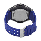 GENOA TIME V2 PC21S-Japanese & Electronic Movt. 5ATM Water Resistant Black Multifunctional Literal with LED Mens Watch with Blue Strap & Stainless Steel Buckle