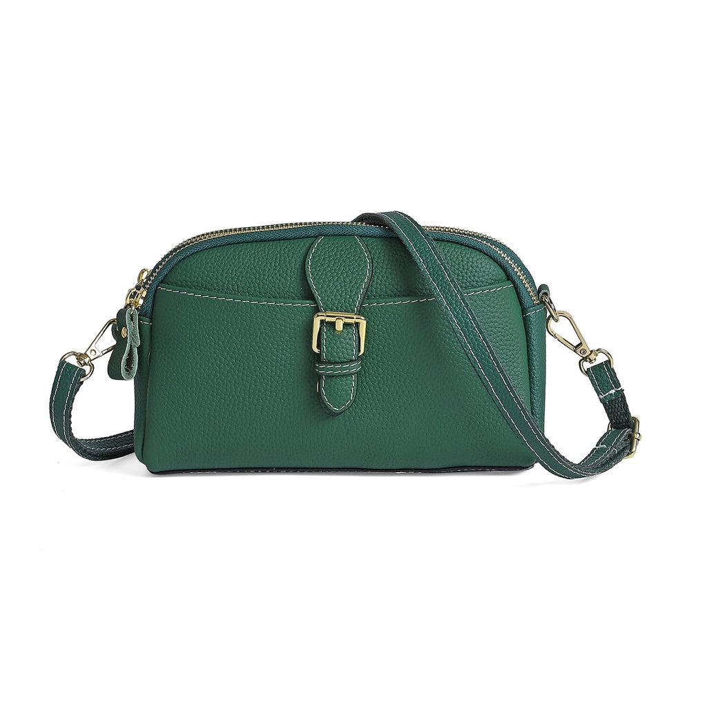 Genuine Leather Classic Crossbody Bag - Green