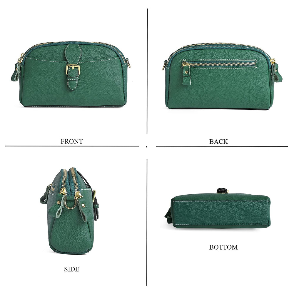 Genuine Leather Classic Crossbody Bag - Green