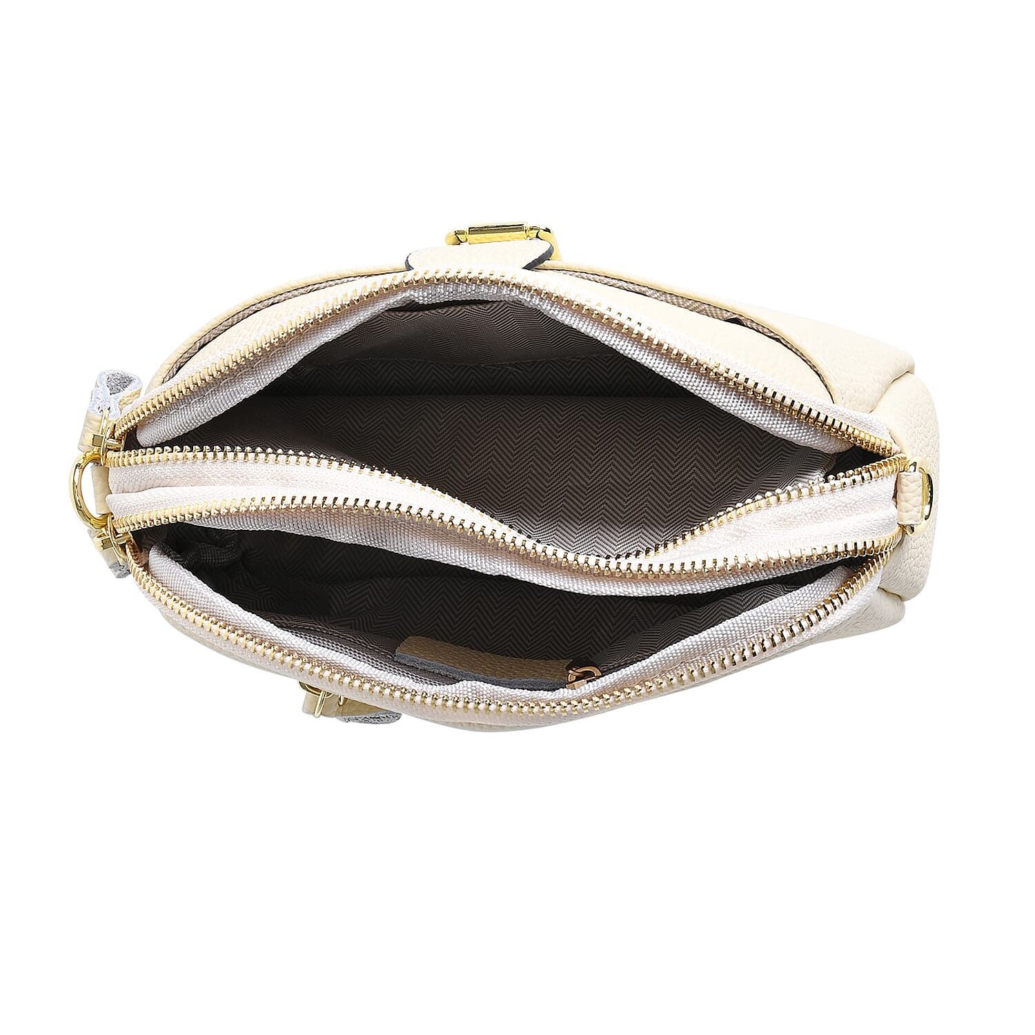 Genuine Leather Classic Crossbody Bag - Off White