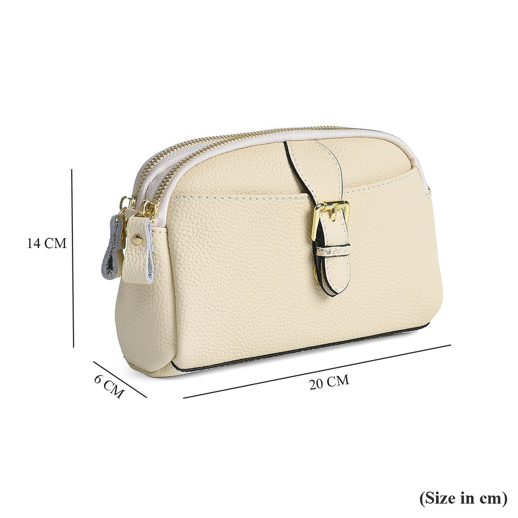 Genuine Leather Classic Crossbody Bag - Off White