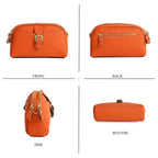 Genuine Leather Classic Crossbody Bag - Orange