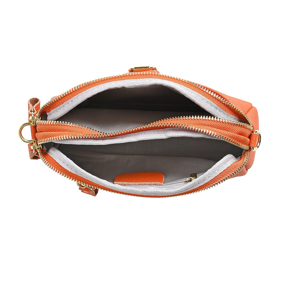 Genuine Leather Classic Crossbody Bag - Orange