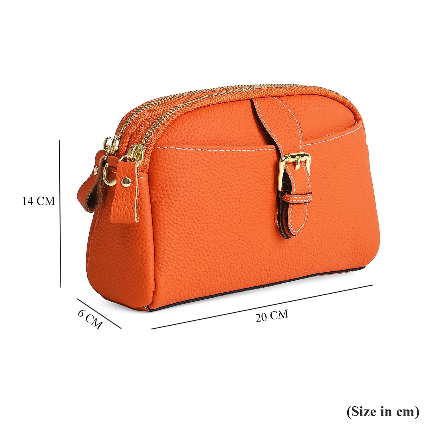 Genuine Leather Classic Crossbody Bag - Orange