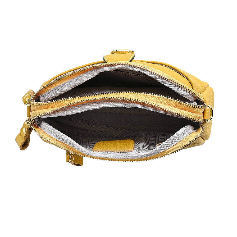 Genuine Leather Classic Crossbody Bag - Yellow