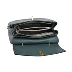 100% Genuine Leather Chic Crocodile Embossed Crossbody Bag with Handle Drop - 2 Adjustable Strap - Blue