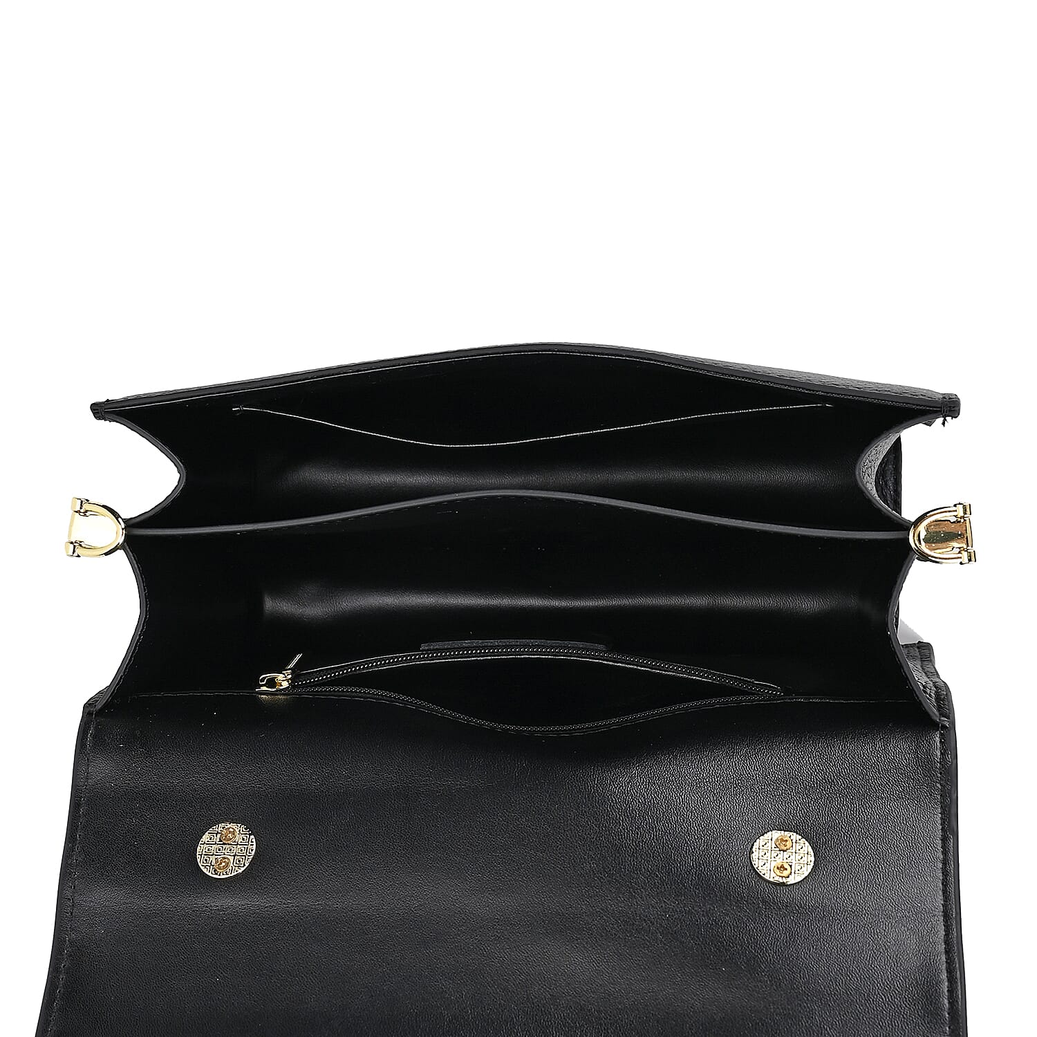 Designer Closeout - Genuine Leather Croc Embossed Crossbody Bag - Black