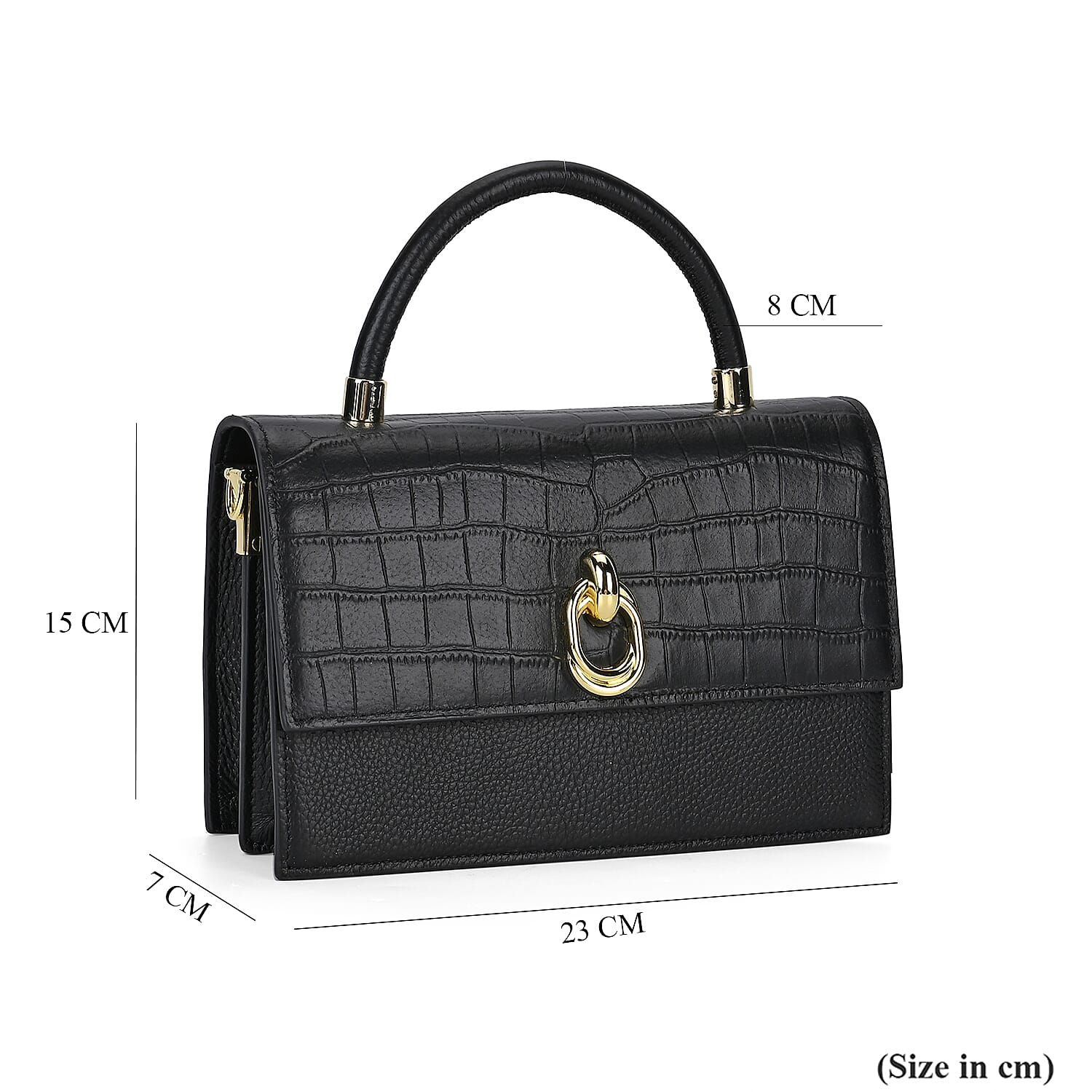 Designer Closeout - Genuine Leather Croc Embossed Crossbody Bag - Black