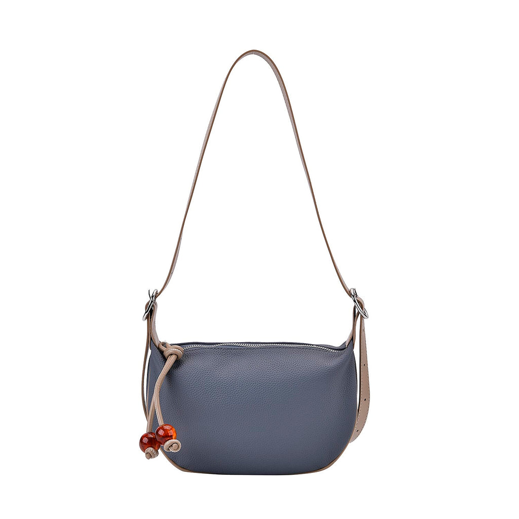 Genuine Leather Crossbody Bag - Denim