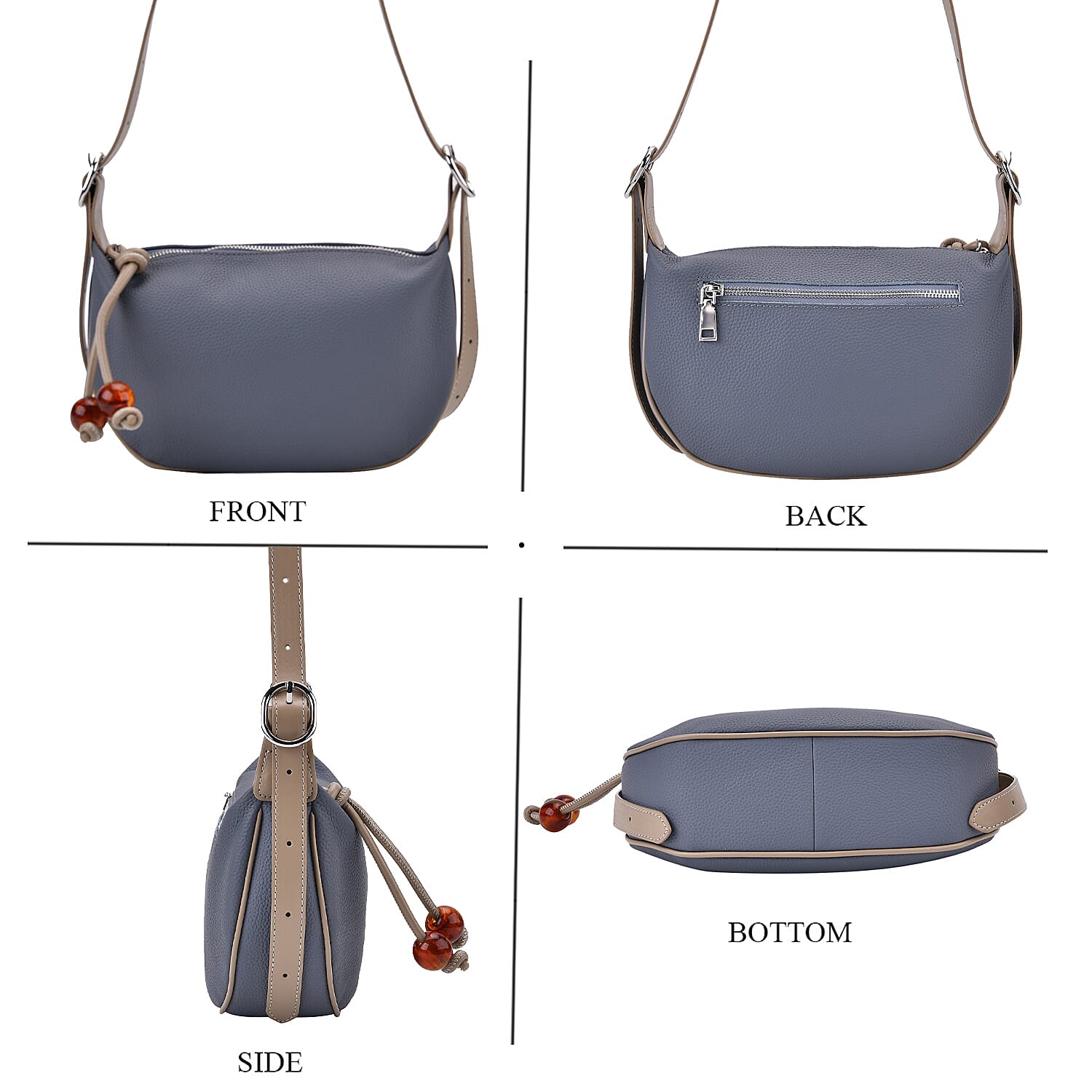 Genuine Leather Crossbody Bag - Denim
