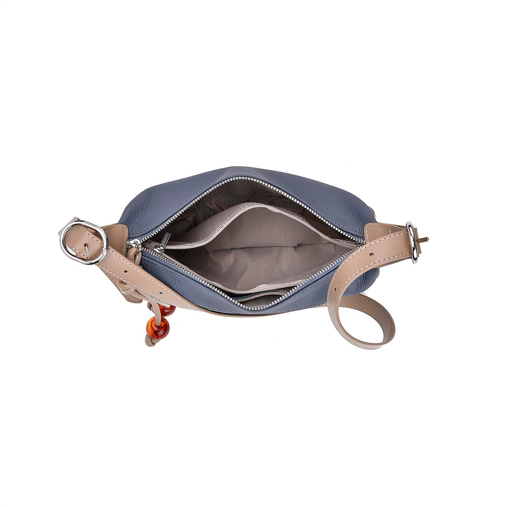 Genuine Leather Crossbody Bag - Denim