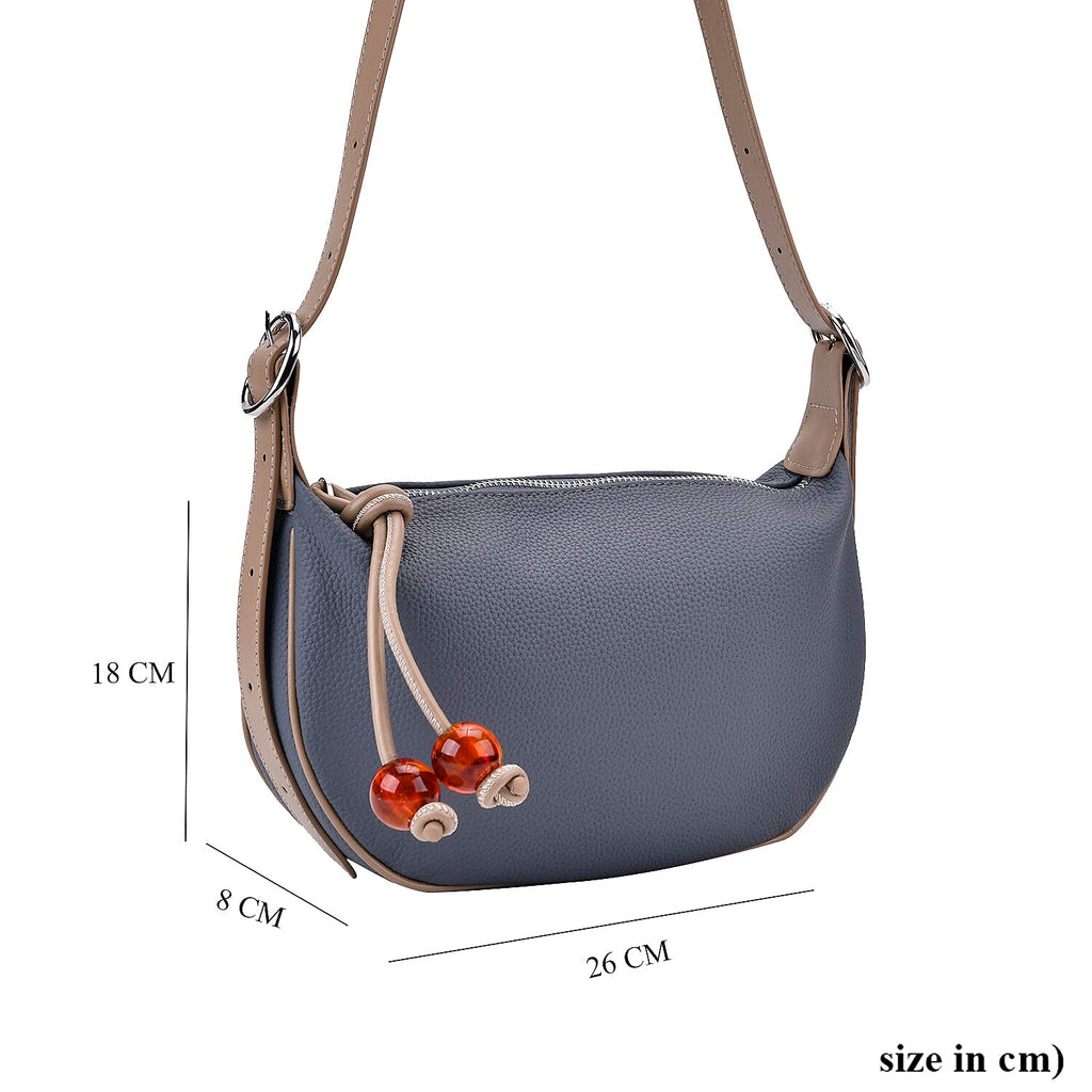 Genuine Leather Crossbody Bag - Denim