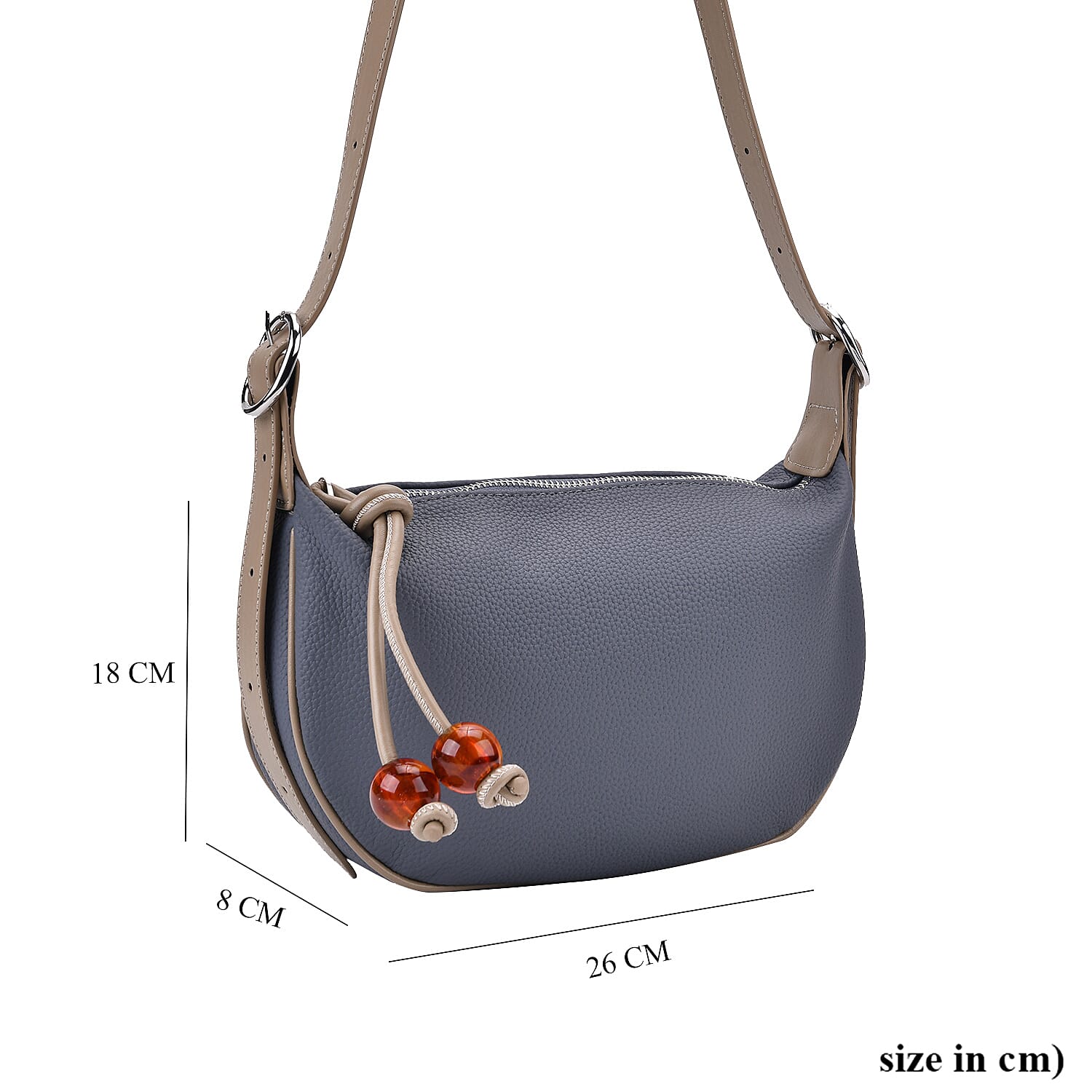 Genuine Leather Crossbody Bag - Denim